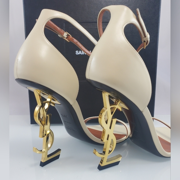 NWT$1,500 Saint Laurent YSL Opyum 110mm Logo High Heels Leather Sandal Sz 8.5 - Picture 12 of 16